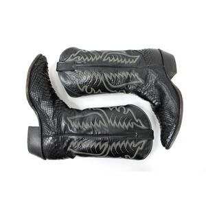 Vintage Justin Black Snake Skin Cowboy Western Boots Men's 11.5 D 6046 USA Made